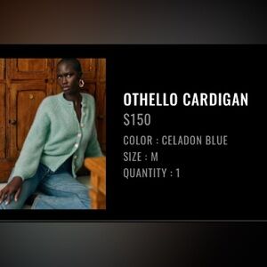 Sezane Celadon Othello Cardigan Sweater